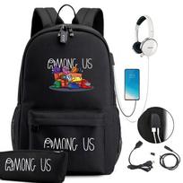 Žaidimai Among Us Kosminis Žudikas Turi Vaiduoklį Mokinys USB Įkrovimas Kuprinė Kuprinė Pieštukinė one size fits all black