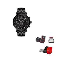 TISSOT PRC200 Kvarcinis Mechanizmas Vyriški Laikrodžiai Laikrodis 43mm Juodas Ciferblatas Nerūdijančio Plieno Apyrankė T114.417.33.057.00 Regular Watch Box black