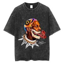 Hot Sale Dennis Rodman Basketball Poster Graphic Print T-Shirt Men Women Vintage Washed Short Sleeve Loose Oversized Top Streetwear Summer New Tee L black