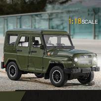 1:18 Russian Uaz-452 Hunter Toy Cars Diecast Model With Sound Light Van Doors Opened Miniature Vehicle Kids Children'S Day Gifts gray