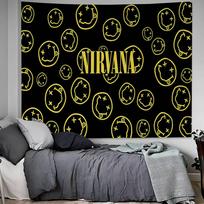 Hot Band N-Nirvanas Rock Hanging Bohemian Tapestry Hanging Tarot Hippie Wall Rugs Dorm Japanese Tapestry 100X70CM yellow