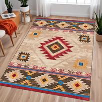Pietvakarių kilimas, Actekų genties plotinis kilimas, Geometrinis indėnų dizainas, Vakarų kilimas, Plaunamas boho kilimas, Etninis plotinis kilimas 40x60CM