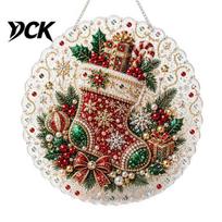 DIY Faux Pearl Art Set Christmas Painting Suncatcher Kit, Cute Santa Snowman Tree 3D Beaded Party Ornament Supplies Ornament, Handmade Holiday C gray