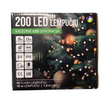 Kalėdų eglutės girlianda 200LED/16m + 1,5m, 4 spalvos + šalta balta BLYKSTE (204) 6829