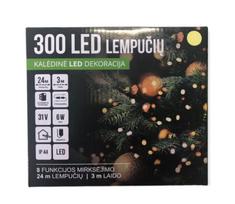 Kalėdų eglutės girlianda 8 pėdų, 300LED/24m + 3m, spalva: šilta balta (119) 7535