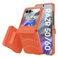 For Motorola Razr 2024/2025/2026 Case with Hinge Protection, Built-in Screen Protector Shockproof All-Inclusive Phone Cover-Green oranžinė