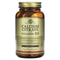 Solgar, kalcio citratas su vitaminu D3, 120 tablečių