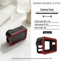DJI Action 5 Pro Camera Silicone Protective Case - Drop-Proof Soft Shell Mount gray