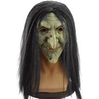 Pikta Klasikinė Senoji Ragana Vaiduoklis Helovino Pokštas Kaukė Helovino Šventės Kostiumas Juodaplaukė Ragana Latekso Galvos Apdangalas Black-haired green witch gray