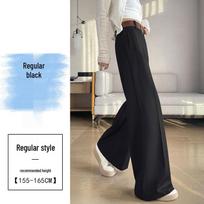 2026 Women's High-Waisted Micro-Flare Suit Pants with Belt - Spring/Autumn Wide-Leg, Floor-Length, Straight Casual Style M