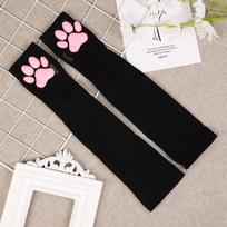 3D Realistic Cat Paw Hand Sleeve - Nekomusume Sun Protection Cover One Size juoda