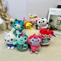 2s/lot 10cm Gabby Dollhouse Plush Toys keychain Cartoon Animals Smiling Cat  Hug Gaby Girl Dolls bag charms Kids Gifts blue