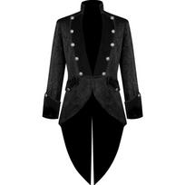 Helovino vyriškas viduramžių retro punk frakas scenos apranga M black