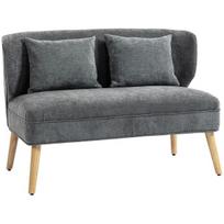 Dvivietė sofa su kaučiukmedžio kojelėmis, 117 cm, pilka