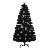 Kalėdų eglutė su LED snaigėmis, juoda, 120cm, optinis pluoštas