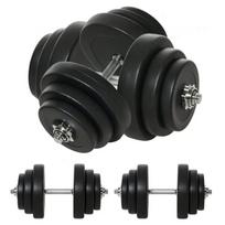 Hantelių rinkinys 40 kg, 2 metaliniai laikikliai, 12 diskų, juodas