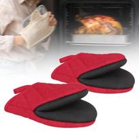 2 Pack of Mini Oven Gloves with Grip, Suitable for Cooking and Grilling raudona