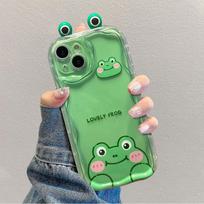Phone Case for IPhone 16 15 Pro Max 14 11 12 13 Mini XR 8 7 Plus X XS SE 2020 2022 Soft Wavy Edge 3D Frog Eyes Cat Ears Cover 7 8 SE 2020 SE 2022