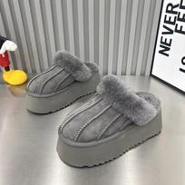 Winter snow boots new matte piled thickened fur integrated thick bottom fluff drag warm cotton 35 pilka spalva