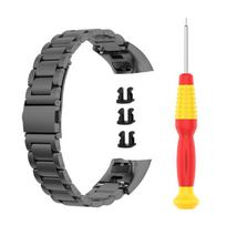 Suitable for Huawei for Honor Band 5 4 Watch Band Adjustable Stainless Steel Replacement Strap Wristband Bracelet Rust P 1 chaki