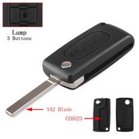 Flip Folding 2/3/4 Buttons Car Remote Key Shell Fob Case For Peugeot 207 307 308 407 607 807 For Citroen C2 C3 C4 C5 C6 (as the picture,For Peugeot) gray