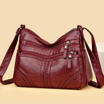 Korean Style Multi-Layer Soft Leather Crossbody Bag for Women - 2025 Large Capacity, Versatile Single Shoulder Bag for Moms 001 ruda