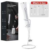 Milk Frother Rechargeable Handheld 3 Speed With Stand Electric Foam Maker, Drink Mixer Cappuccino Matcha Housewarming Gift Idea black