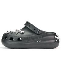 Crocs Classic clog Silver Butterfly EVA Comfortable and Versatile Trendy Hole Shoes Unisex Black 36-37