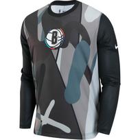 Nike X NBA Brooklyn Nets City Edition Spalvų Blokų Apvalios Kaklo Greitai Džiūstantis Ilgomis Rankovėmis Marškinėliai Vyrams Viršutiniai Drabužiai Juodi FZ0082-010 M gray