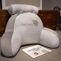 Minkšta galvūgalio pagalvė ir juosmens atramos pagalvė lovai, sofai, bendrabučiui – ideali atlošui ir naudojimui keliaujant Medium (60x40x20 cm) with removable washable cover white