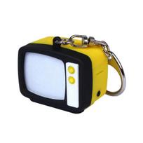 Retro televizorius LED raktų pakabukas Mini televizoriaus pakabukas su garsu ir šviesa Raktų pakabukas Kuprinės pakabukas Naktiniam matomumui Smagūs aksesuarai geltona