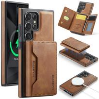 2 viename magnetinis skirtas Magsafe belaidžiam įkrovimui kortelių skyrius odinis dėklas Samsung Galaxy S24 S23 Ultra S24 Plus piniginės uždangalas For Galaxy S24 ruda
