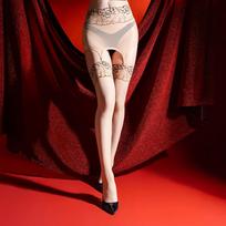 Fashion Lace Stocking Above Knee Women Oil Shiny Sheer See Through Garters Stocking Maid Tights Patchwork With Lace Skirt One Size brown