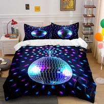 Shiny Disco Ball With Colorful Lights Print Bedding Set 1Duvet Cover 2 Pillowcases For Adult And Children Luxury Gift Full Size EU Twin 135X200cm&set blue