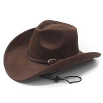 Suede Cowboy Hat For Men With Wide Brim And Vintage Design For Fall And Winter tamsiai ruda spalva
