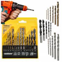 Grąžtų komplektas 16 vnt. betono ir metalo, kūginiai, HSS, 2–10 mm