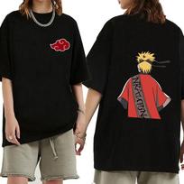 Japanese Anime Naruto T-shirt Men Kawaii Harajuku Manga Graphic Tops Tees Uchiha Itachi Sasuke Printed Summer Tshirts Unisex Casual Streetwear XS juoda