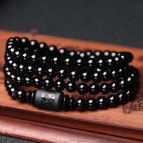 Drakono Fenikso apyrankė Juodojo Obsidiano akmens karoliukų apyrankė Moterims Vyrų transportavimo Lucky Jade papuošalai men style-8mm black