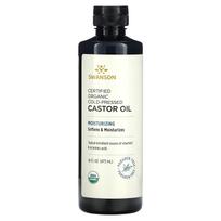 Swanson, sertifikuotas ekologiškas šalto spaudimo ricinos aliejus, 16 fl oz (473 ml) white