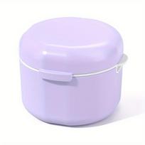 Two-layer Denture Cleaning Case with Lid, Draining Denture Bath Case, Portable Retainer Case, Leak Proof Denture Cup, Home Essential 1pc violetinė
