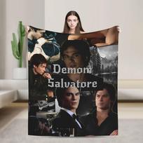 The Vampire Diaries Damon salvatore Warm Soft Blanket Travel Office Plush Throw Blanket Graphic Outdoor Bedspread Sofa Bed Cover 75x90cm