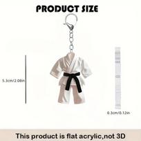 Niche Design Taekwondo Uniform Bag Pendant Fashionable Creative Flat 2d Car Keychain Pendant Personality Versatile Pendant Gifts beige