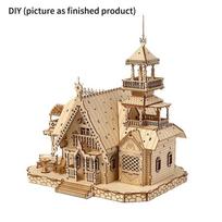 Villa Diy 3D medinis modelio rinkinys Šviesos pilies dėlionės surinkimo žaislas Vaikams Suaugusiems Modeliai Kalėdinė dekoracija Vaikų dienos dovana beige