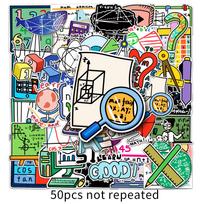 50 Math Formula Cartoon Stickers: Waterproof Graffiti Decoration for Phone Cases & Suitcases blue