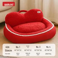 Cozy Elevated Dog House with Cute Eye Pillow for Neck Support - Warm Nest for Deep Sleep in Autumn & Winter Size 1: 45*35*25cm for up to 6 lbs red