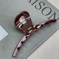1PC Chocolate, Acetate, Grab Clip, Hair Clip, Female, Back of , Hair Grip, Premium, Shark, High Quality, Four Seasons gray