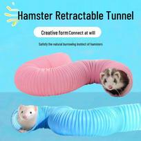 Retractable Small Pet Tunnel: Ferret & Hamster Educational Toy Diameter 10cm, Stretch 75cm mėlyna