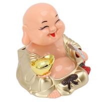 Home Solar Powered Laughing Buddha Ornament Automatic Nodding Smiling Buddha Decoration for Car beige