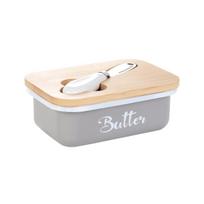 Hot Selling Western Style Iron & Spray Paint Butter Dish and Storage Box pilka spalva