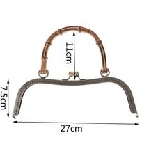 Piniginė Bučinys Užsegimas Metalinis rėmelis Rankinė Užsegimas Užraktas Bambuko rankenos sankabos krepšys Bronze 27cm